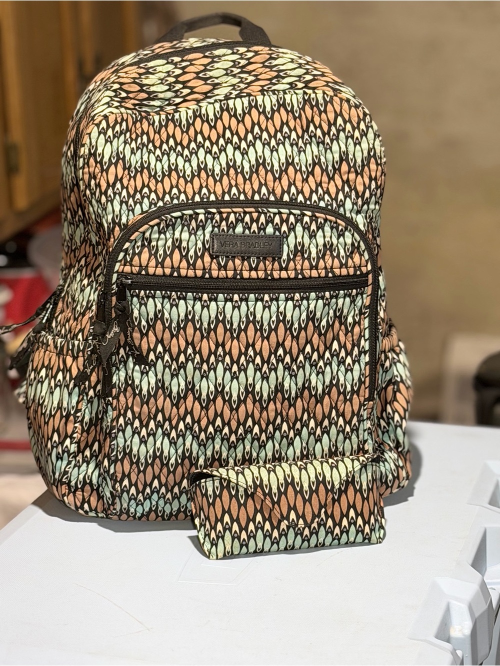 Vera Bradley Sierra Stream Backpack + Matching Hard Eyeglass Cas